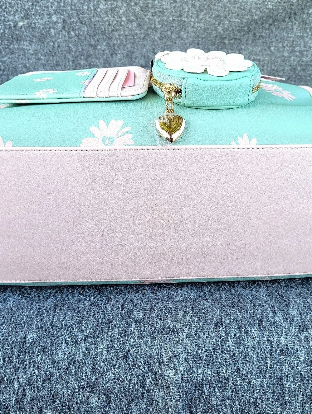 Juicy Couture Daisy For Juicy Tote Frosty Green Pink With Matching Card Wallet